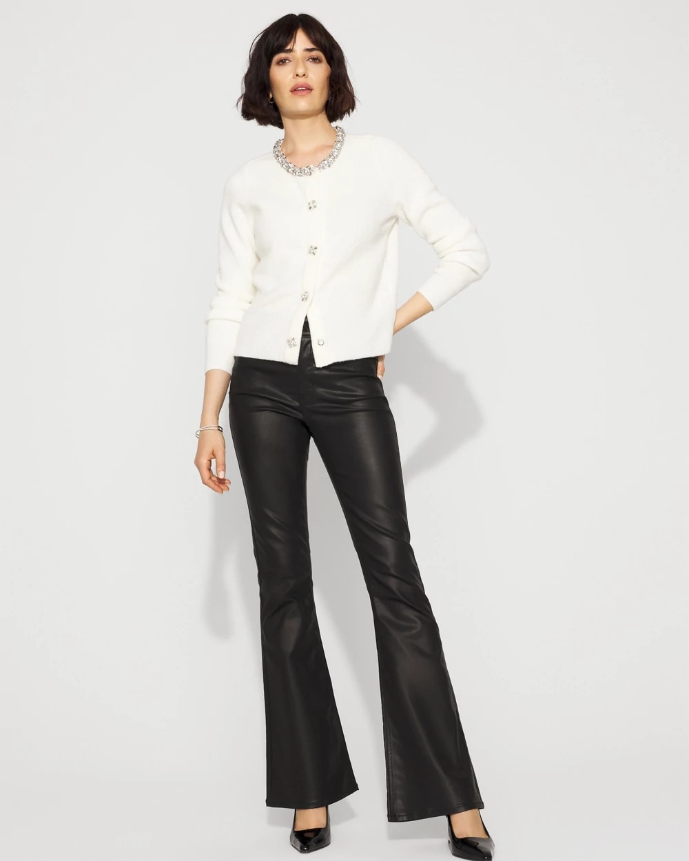 Embellished Button-Front Cardigan | White House Black Market